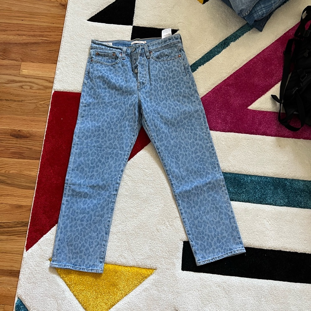 Levi's Blue Patterned Straight Leg Jeans